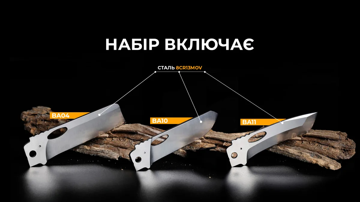 Набір змінних клинків Roxon сталь 8Cr13MoV 3 шт різні форми