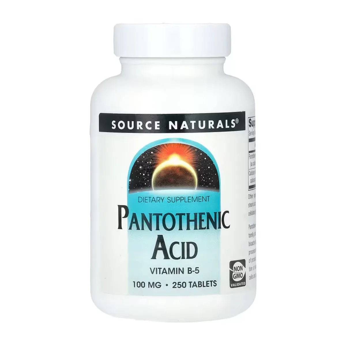 Пантотенова кислота B5 Source Naturals 100 мг 250 таблеток Вегетаріанська без ГМО