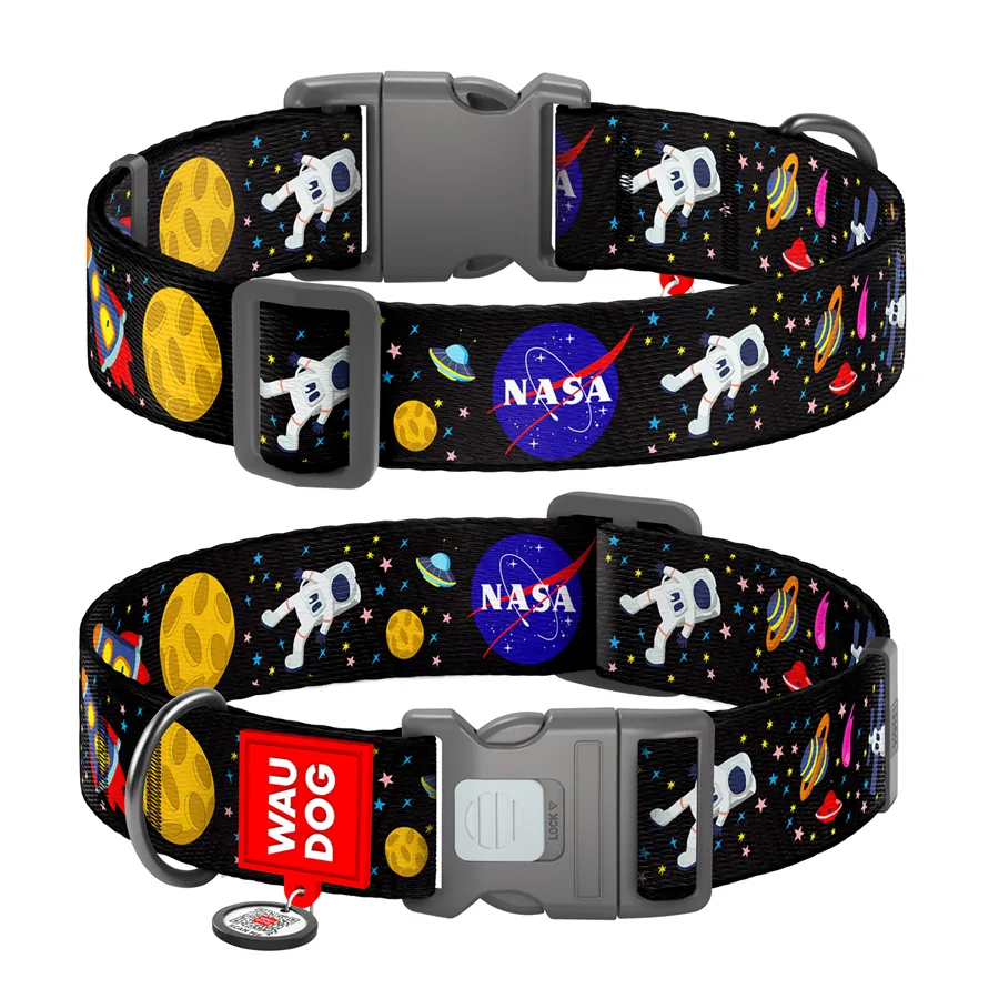 Нашийник WAUDOG Nylon XXL 35 мм нейлоновий з QR паспортом NASA 46-70 см