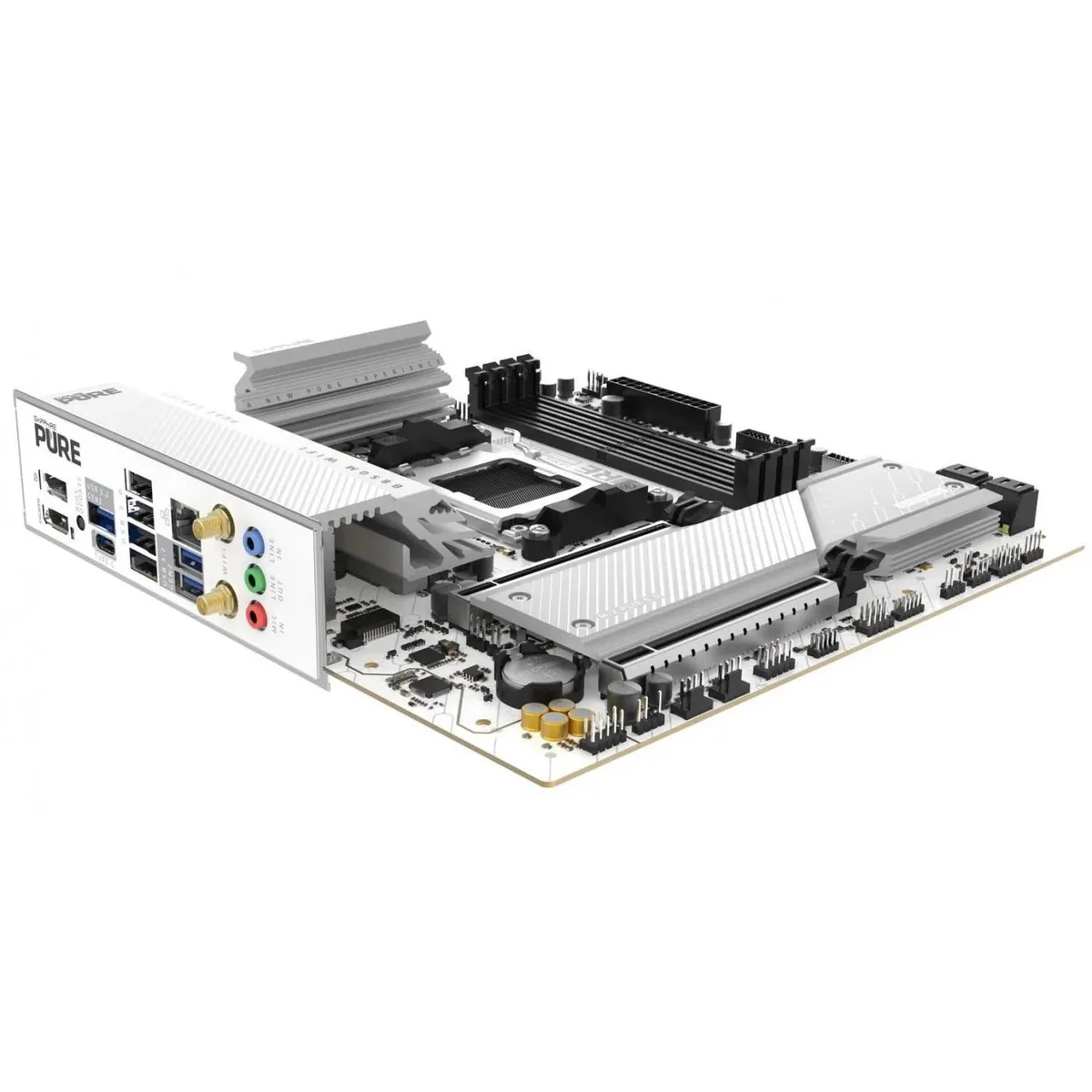 Материнcька плата SAPPHIRE PURE B850M WIFI sAM5 B850 4xDDR5 M.2 HDMI DP Wi-Fi BT mATX білий