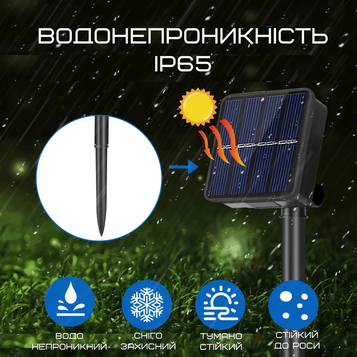 Гірлянда садова на сонячній батареї 12 м 100 світлодіодів водонепроникна біла