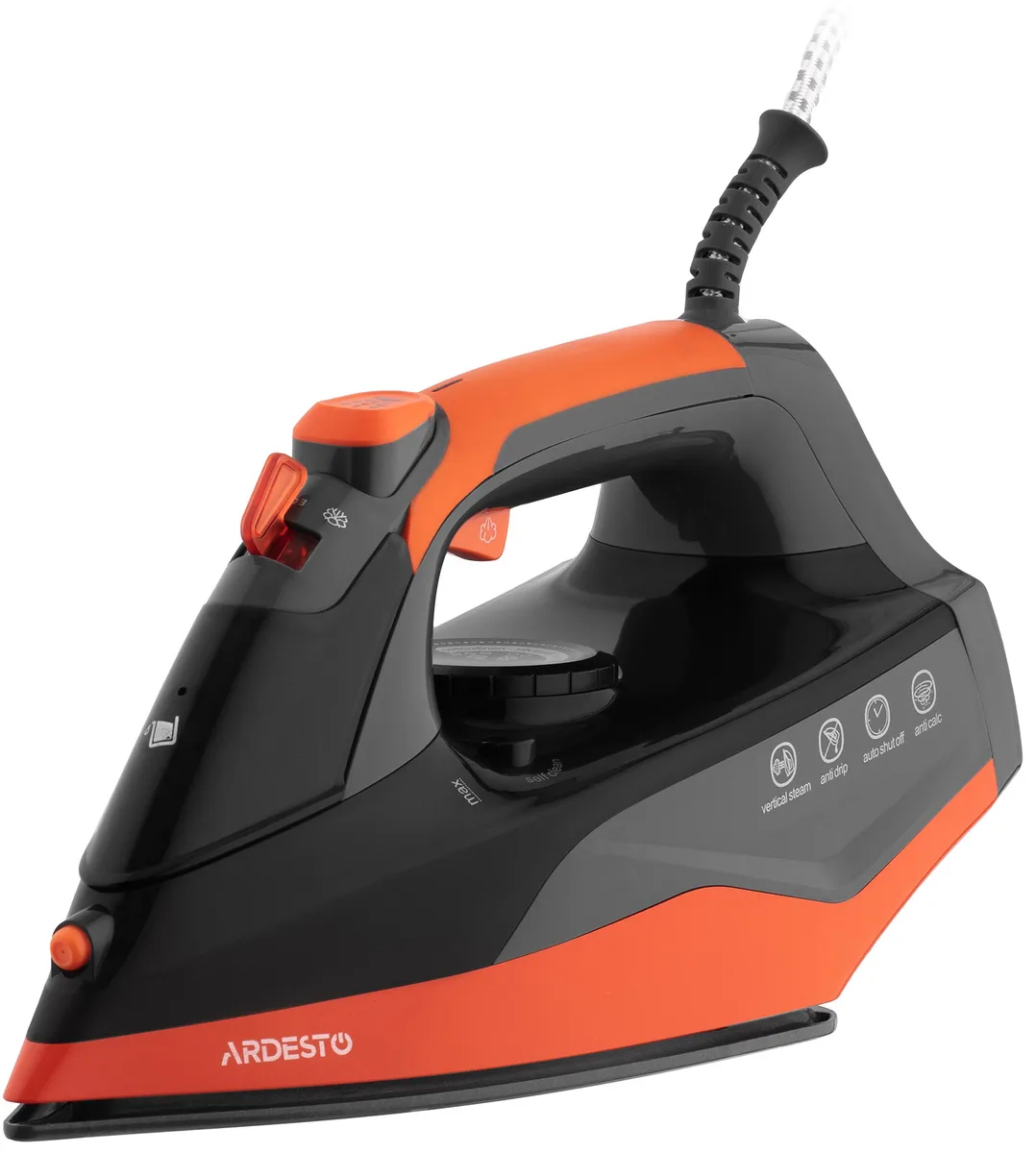 Праска ARDESTO IR-C2233-GR, 2200Вт, 340мл, керамічна підошва, чорний з помаранчевими акцентами.