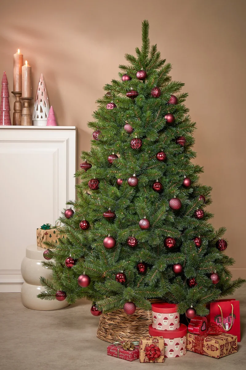 Елочные пластиковые шары Mica Decorations 60 шт 6 7 см вишневые