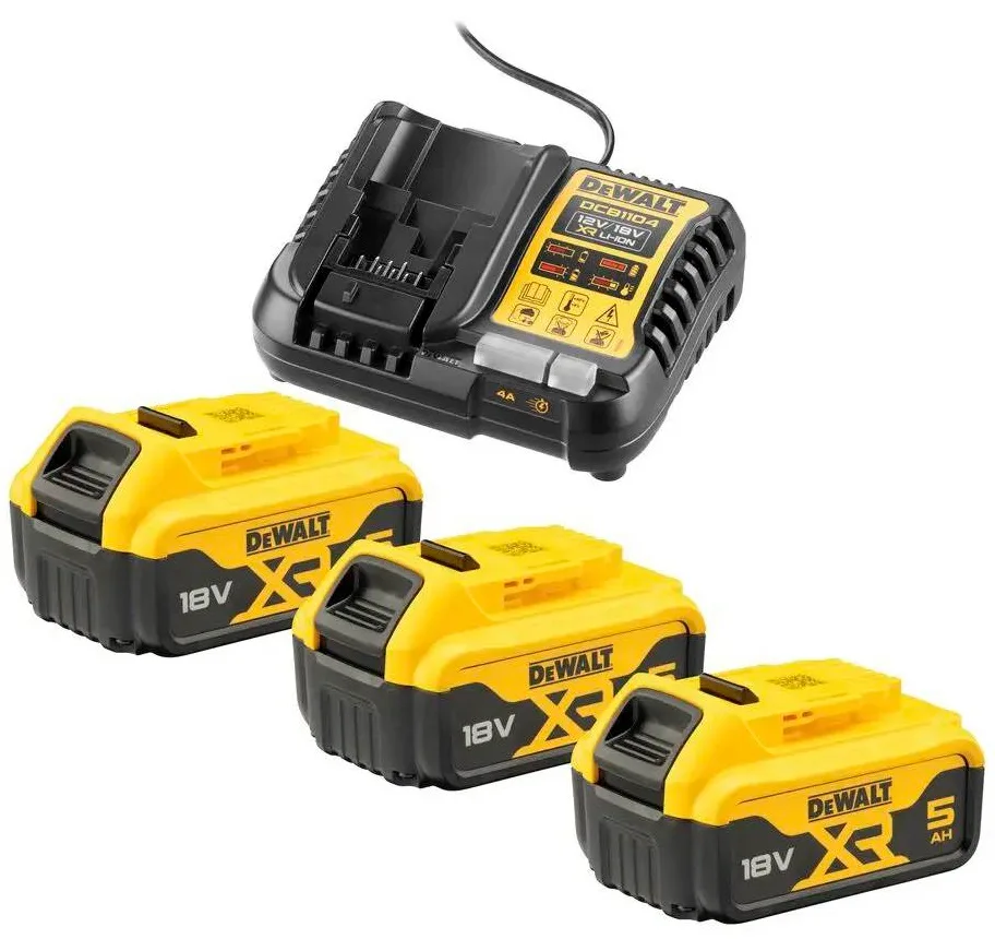Набір акумуляторів та зарядного пристрою DeWalt XR 3х5А·год 4А для інструментів Li-Ion 10.8В 12В 18В 54В