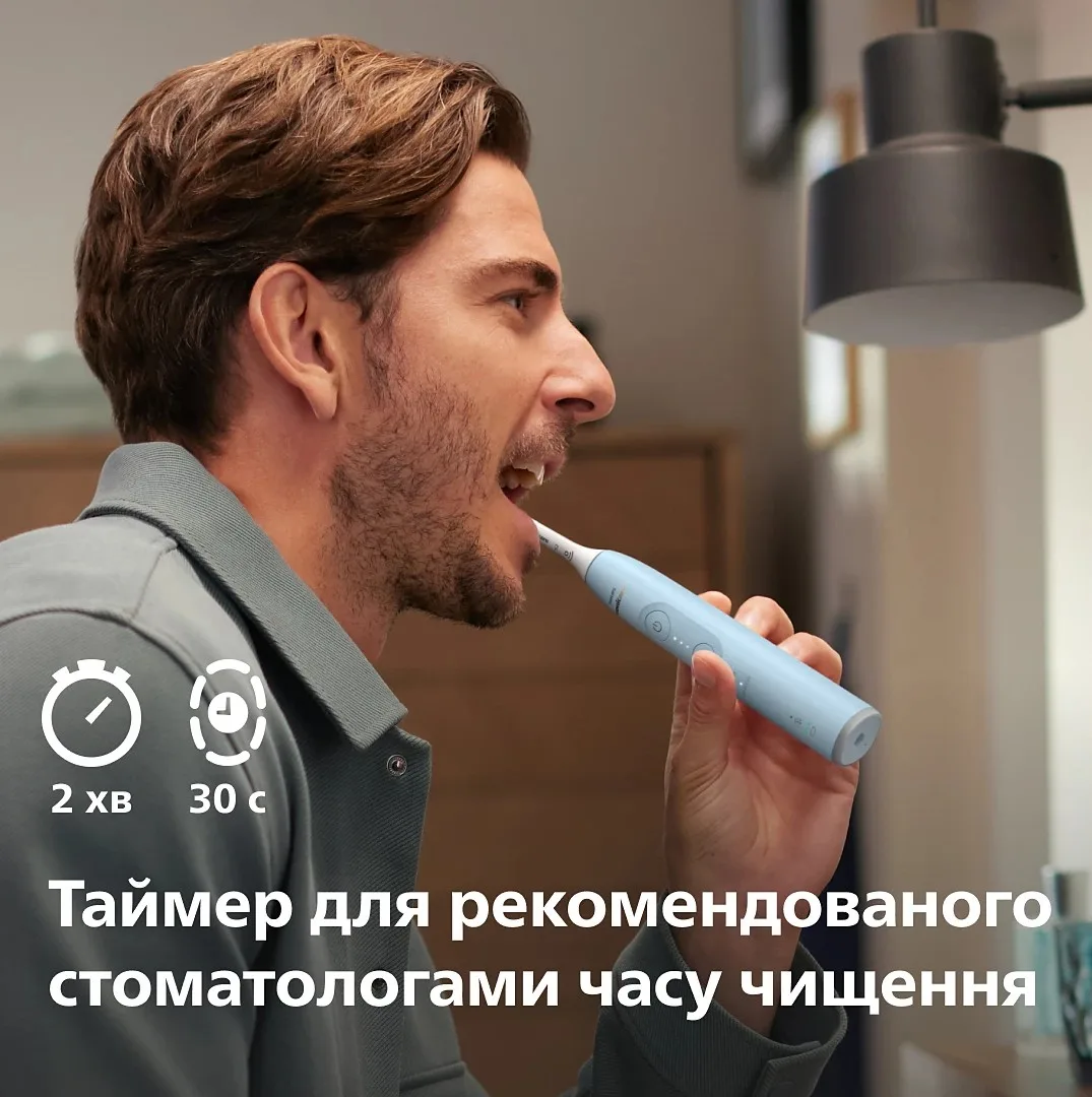 Електрична зубна щітка Philips Sonicare 6100 Series, 62 тис. коливань на хвилину, 1 насадка, блакитного кольору.