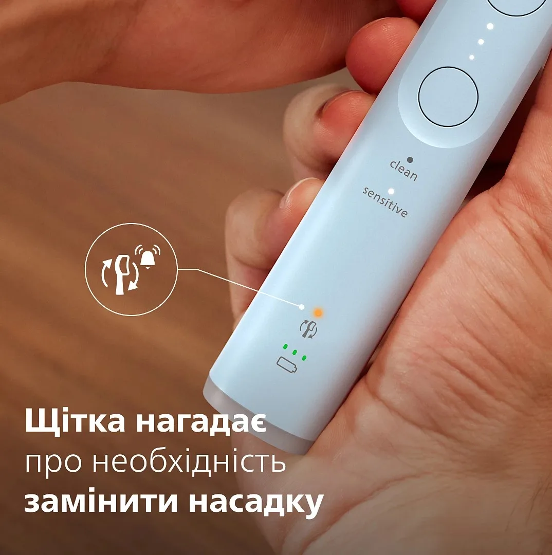 Електрична зубна щітка Philips Sonicare 6100 Series, 62 тис. коливань на хвилину, 1 насадка, блакитного кольору.