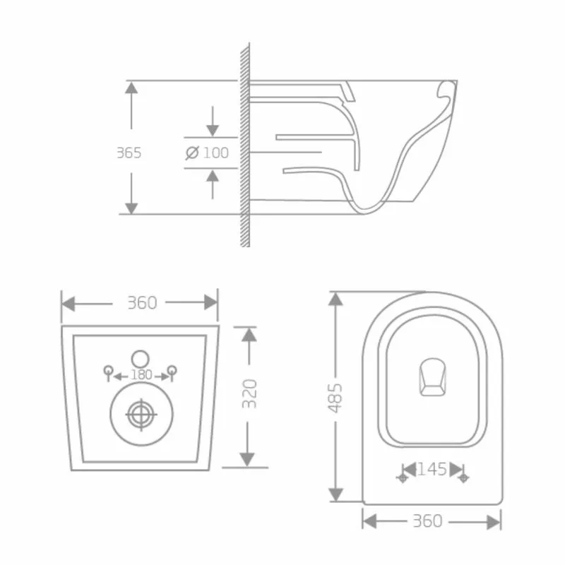 Унітаз підвісний Jay Rimless 485х360х320 мм кераміка білий з сидінням Duroplast