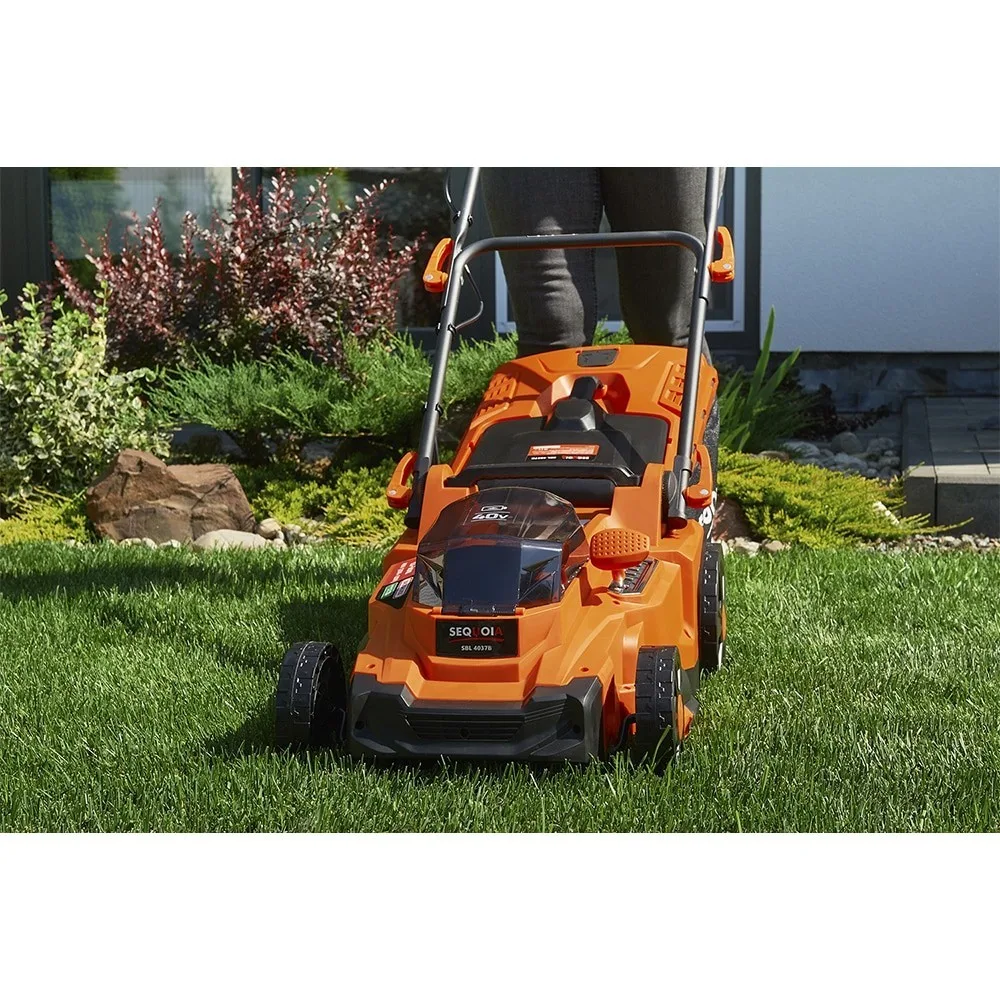 Акумуляторна газонокосарка SEQUOIA SBL4037B-E2W 40В (20В+20В), 2x4А·год, ширина косіння 37 см, об'єм травозбірника 35 л, регулюван