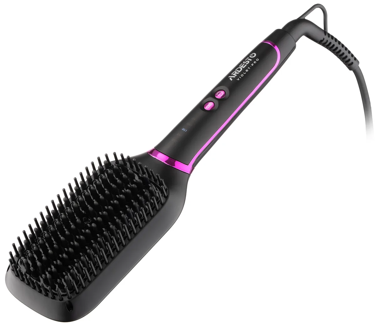 Щітка для випрямлення волосся ARDESTO Violet Pro HSB-Y220PRO, 50Вт, 130-210°C, керамічне покриття, чорного кольору.