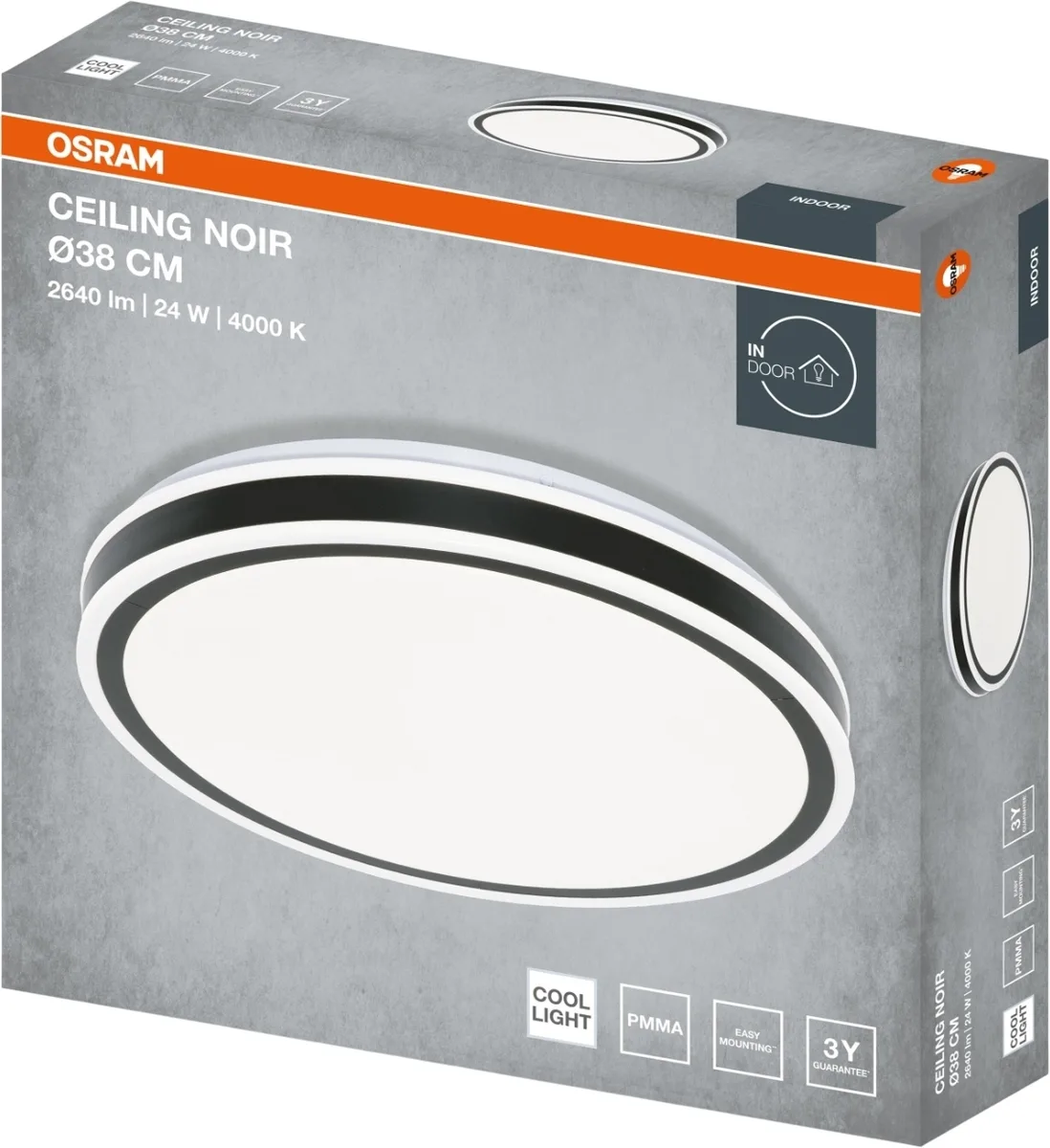Светильник накладной OSRAM металлический 380 мм черный 24 Вт 4000 K