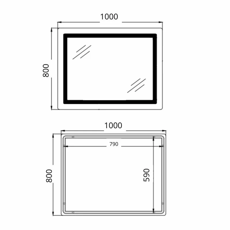 Дзеркало Qtap CA2 з LED-підсвічуванням Touch 1000х800 мм алюміній