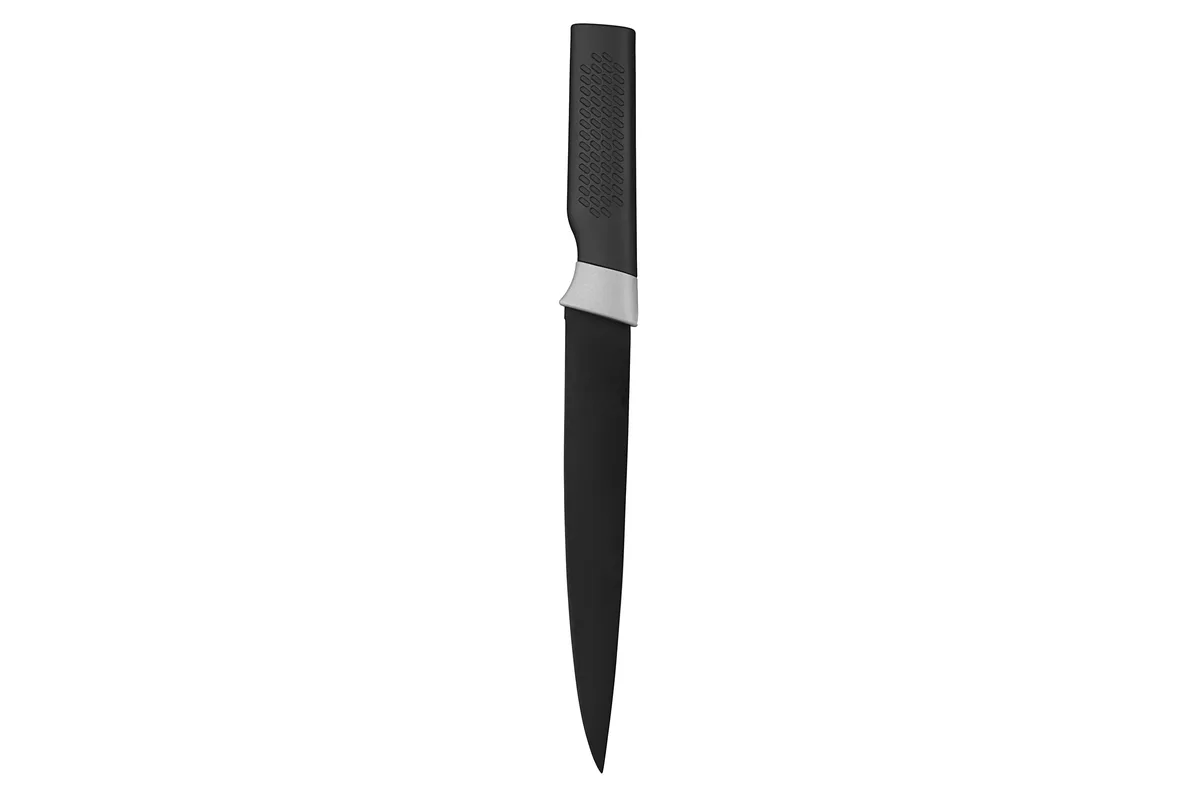 Кухонний ніж для нарізки ARDESTO Black Mars, 20 см, з нержавіючої сталі, пластиковою рукояткою, чорного кольору.