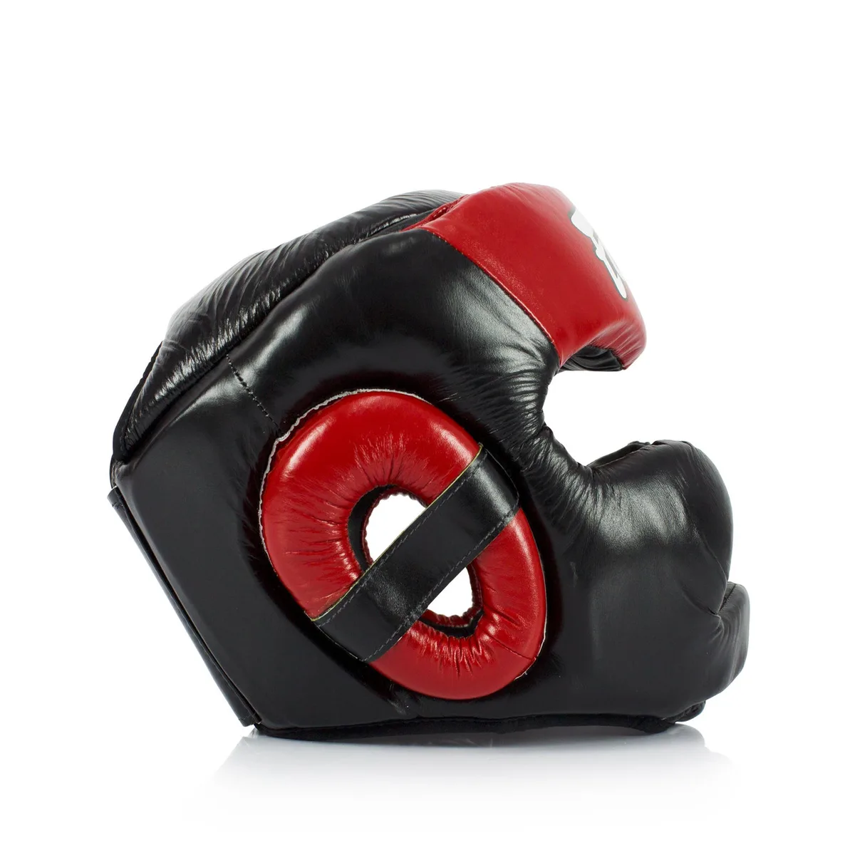 Боксерський шолом Fairtex натуральна шкіра XL чорний червоний