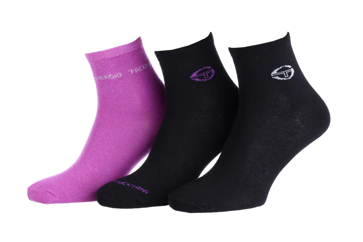 Шкарпетки Sergio Tacchini 76% бавовна 38-41 чорний рожевий 3-pack