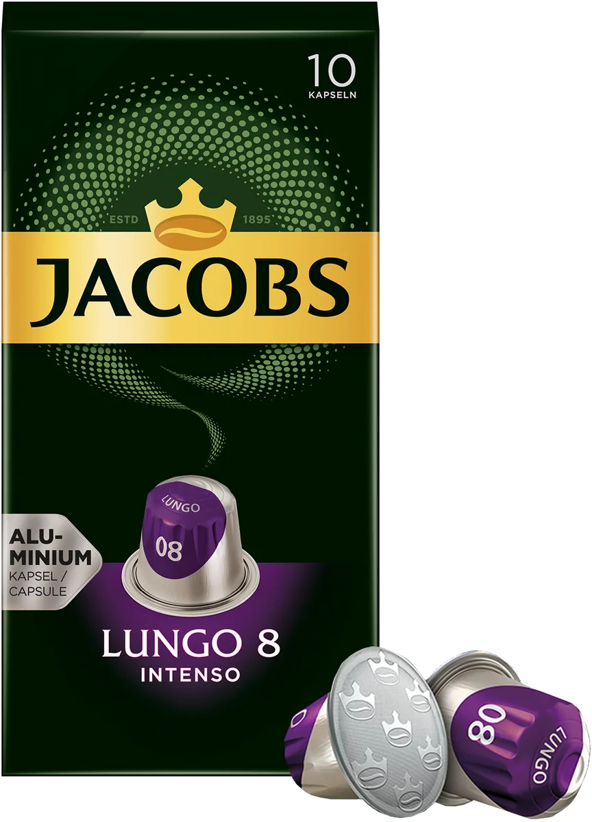 Кава Jacobs капсули, Lungo Intenso, суміш арабіка та робуста, 10 шт, для системи Nespresso.