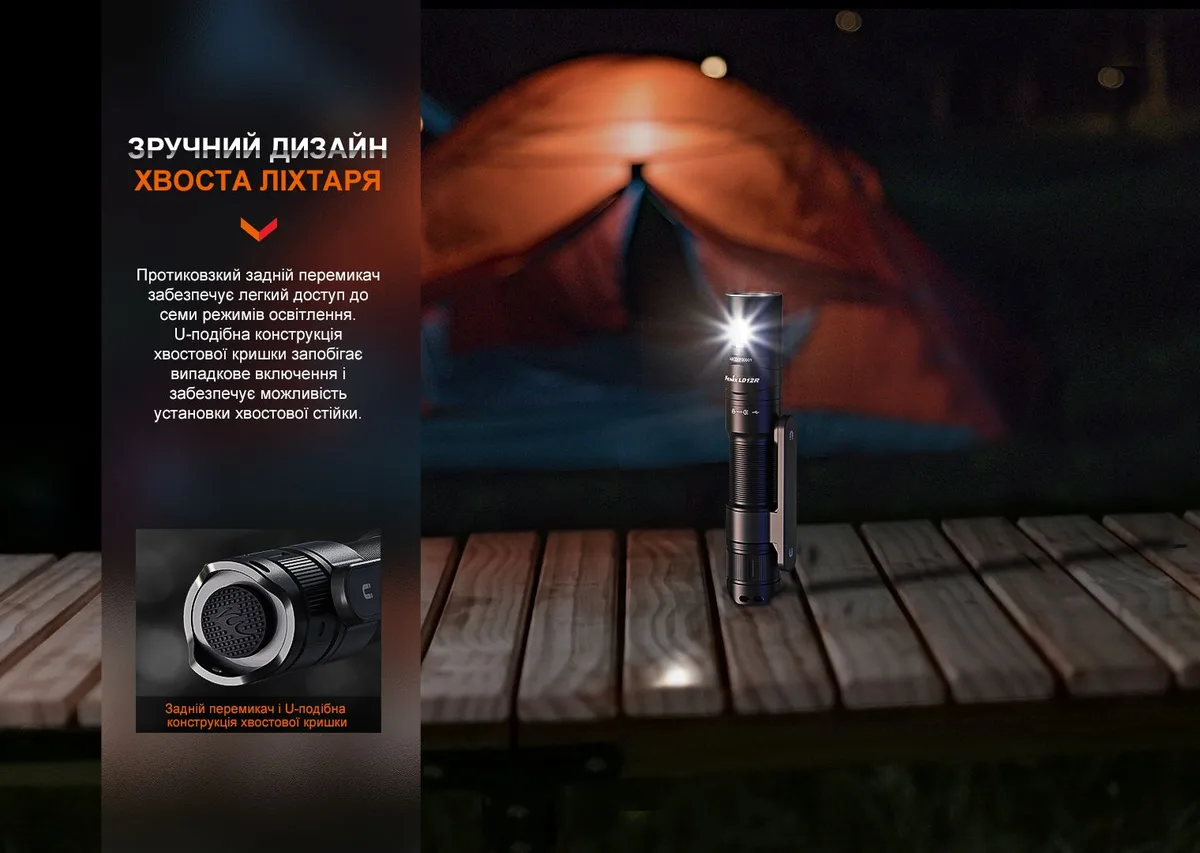 Ліхтар ручний Fenix металевий 121х22х19 мм чорний IP68
