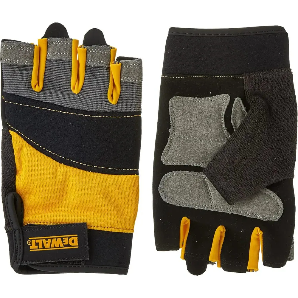 Робочі рукавички DeWalt універсальні відкриті р.9 з посиленими накладками на долонях.