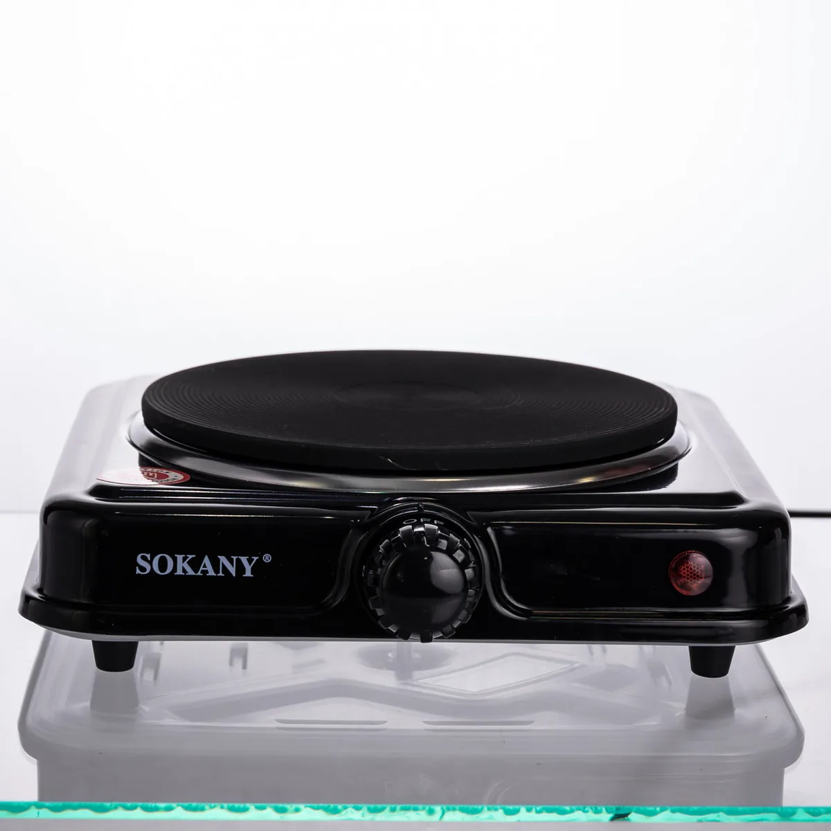 Настольная электрическая плита SOKANY SK-5109 1000 Вт компактная черная 20х20 см эмаль