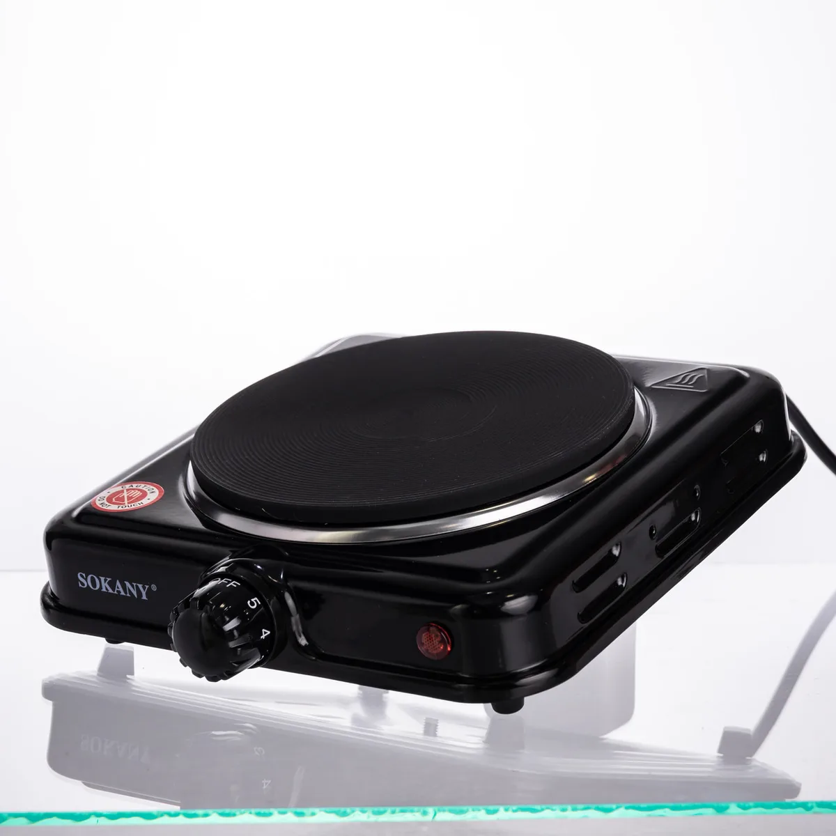 Настольная электрическая плита SOKANY SK-5109 1000 Вт компактная черная 20х20 см эмаль