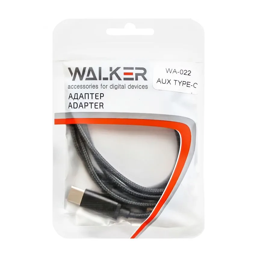 Аудіокабель WALKER Type-C до AUX 3,5 мм ПВХ 1 м чорний