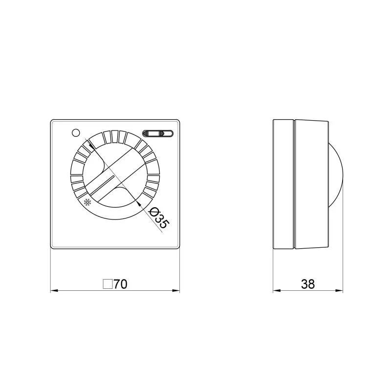Кімнатний термостат електромеханічний ICMA P311 5-30°C 70х38х70 мм IP20