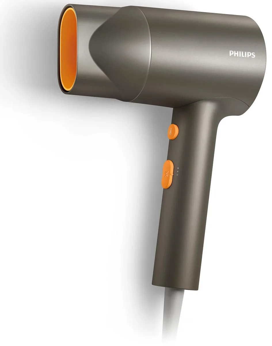 Фен Philips 3000 Series, 1600 Вт, 2 швидкості, іонізація, сірий колір.
