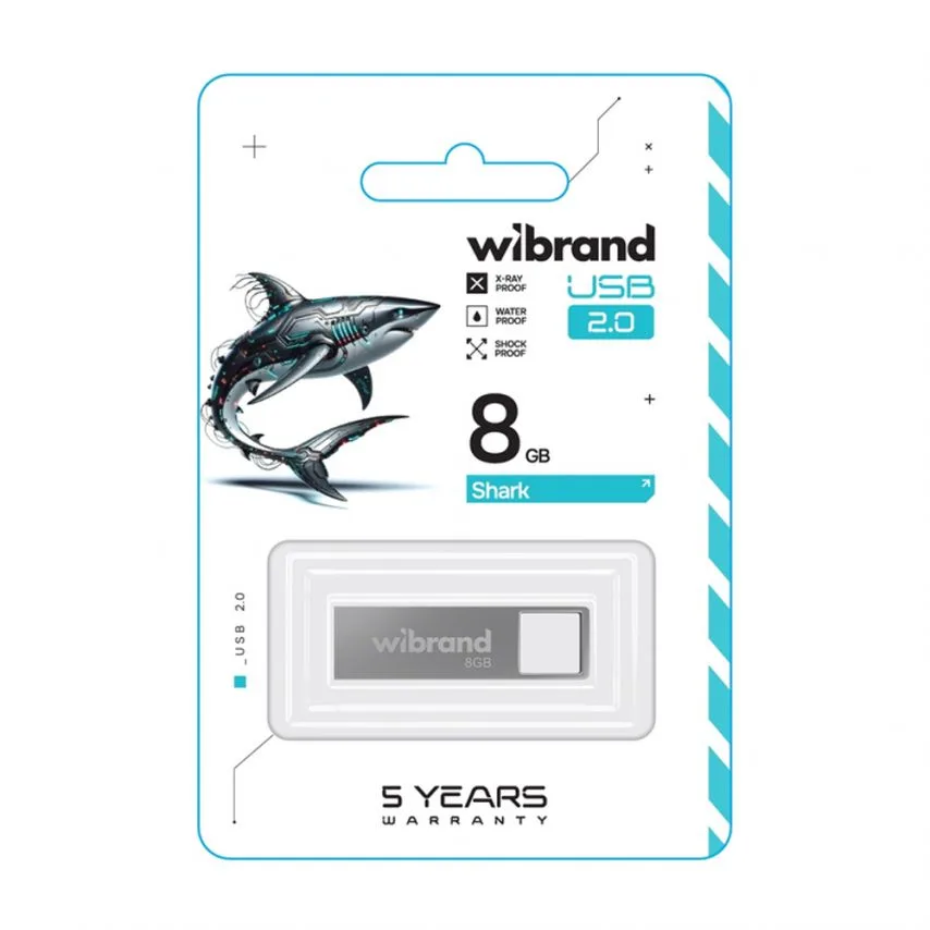 Флеш-пам'ять USB Wibrand 8Гб метал срібна