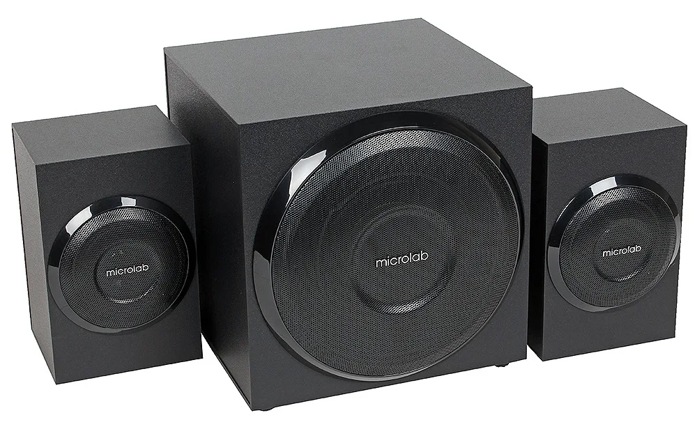 Акустическая система MICROLAB M-110 2.1, 10W, mini-jack, черный