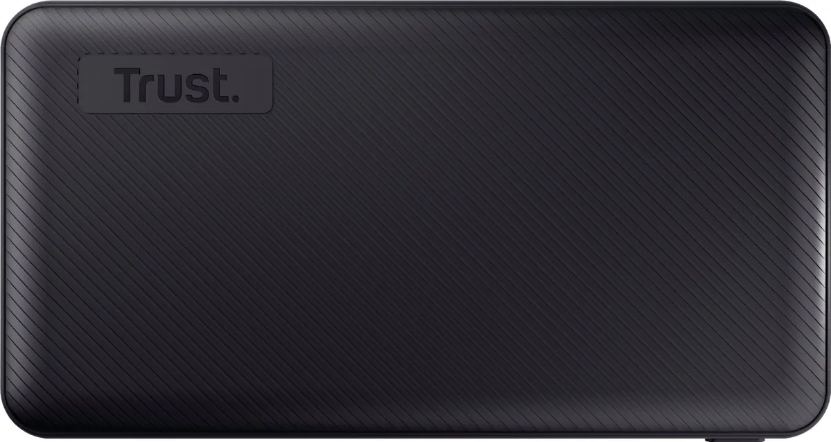 Портативный литий-ионный аккумулятор power bank Trust Primo ECO, 10000 мА·ч, 2xUSB-A/USB-C, 15W, черный.