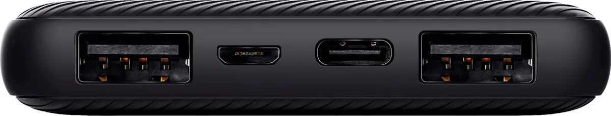 Портативный литий-ионный аккумулятор power bank Trust Primo ECO, 10000 мА·ч, 2xUSB-A/USB-C, 15W, черный.