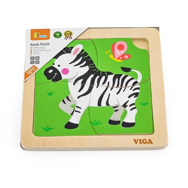 Дерев'яний мініпазл Viga Toys 15х15 см різнокольоровий 4 елементи