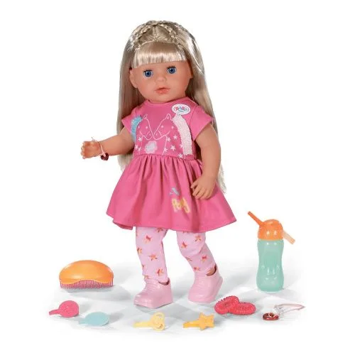 Лялька BABY Born Маленька сестричка лялька з довгим волоссям для дівчинки з функцією пиття та плачу