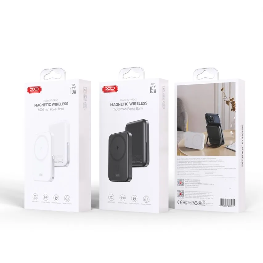 Power Bank XO 5000mAh Type-C чорний з підставкою і Magsafe