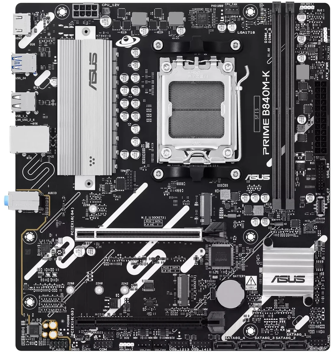 Материнська плата ASUS B840M-K AM5 micro-ATX 128ГБ DDR5 HDMI 2.5GbE