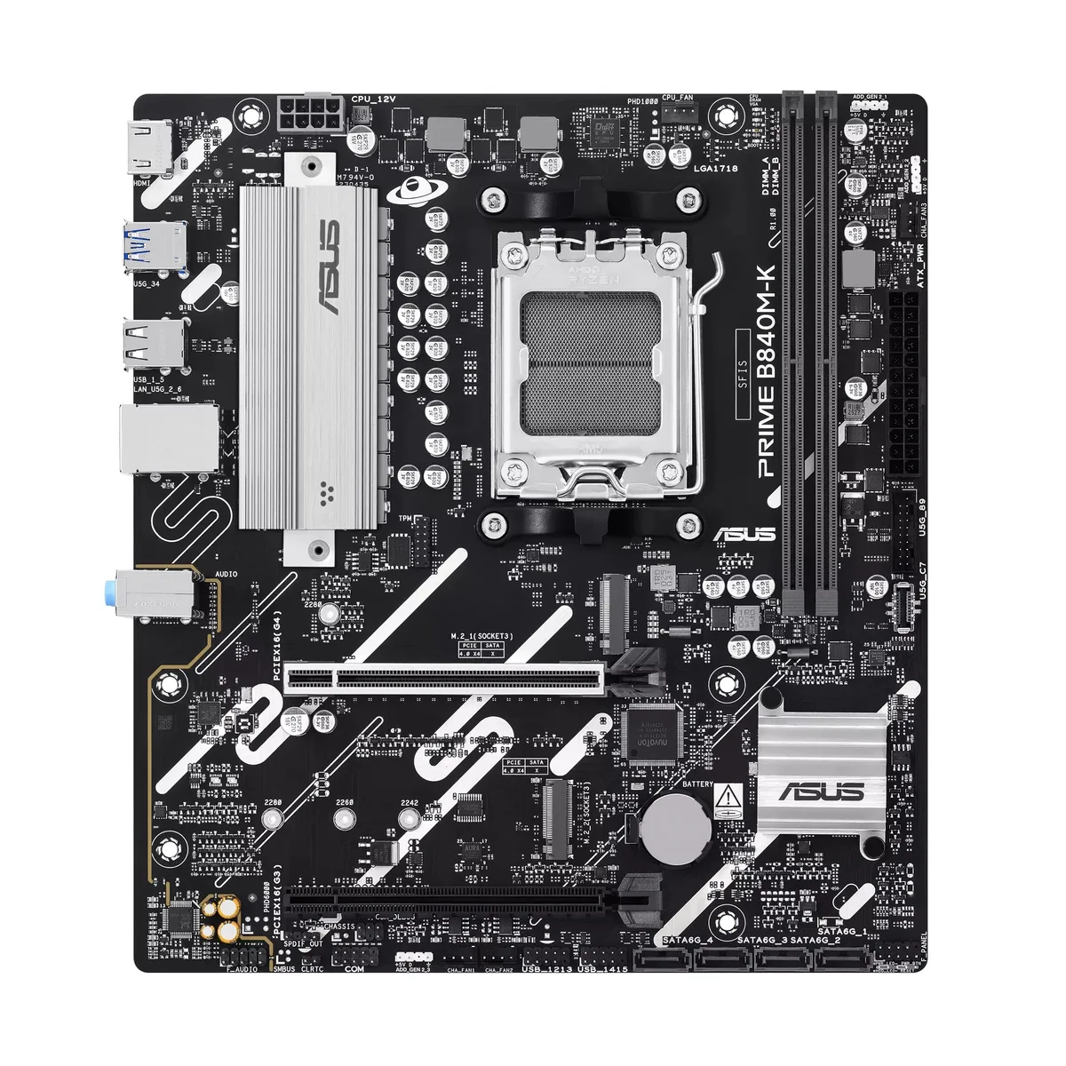 Материнська плата ASUS B840M-K AM5 micro-ATX 128ГБ DDR5 HDMI 2.5GbE