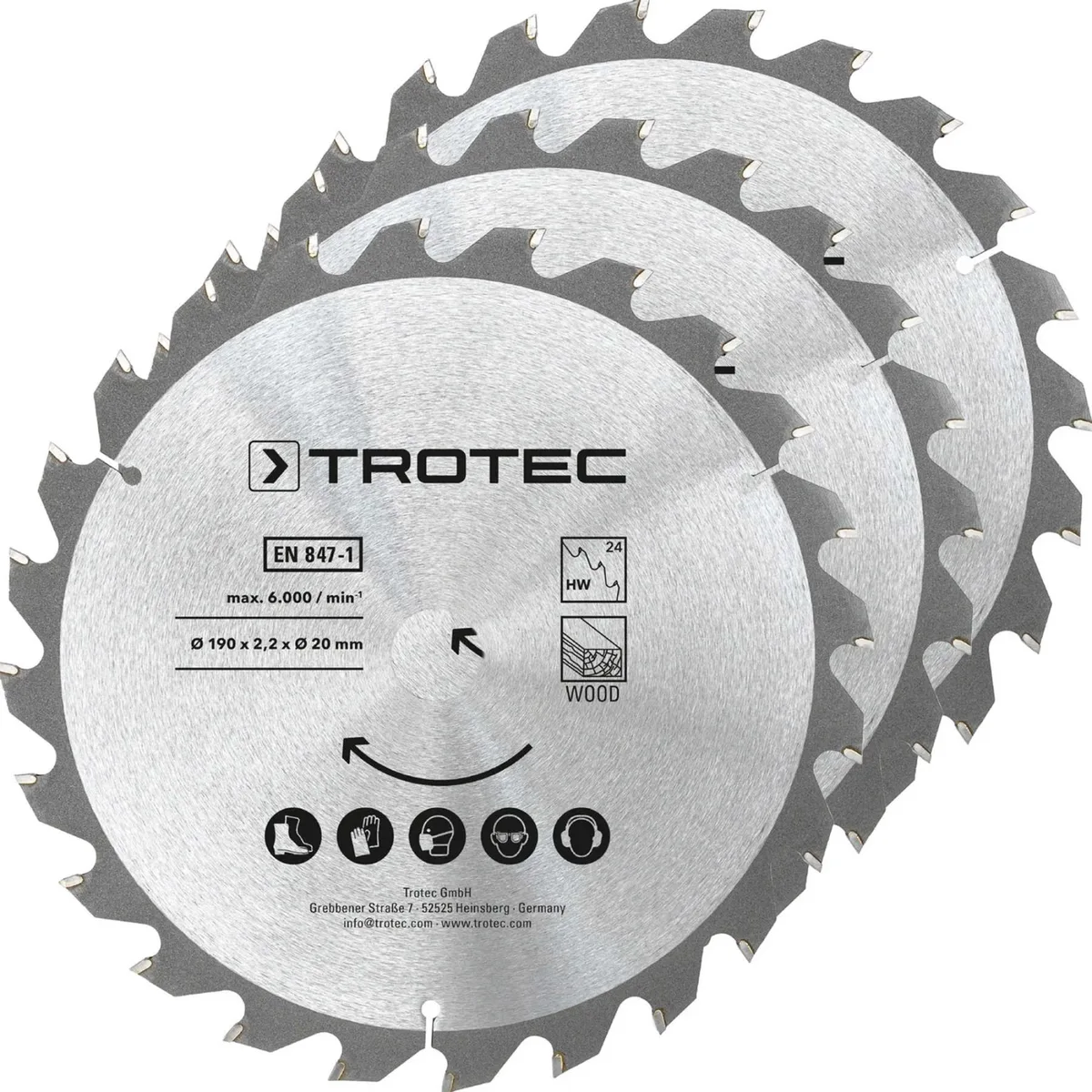 Диск пиляльний Trotec 190 мм HW24 Wood сріблястий 3 шт