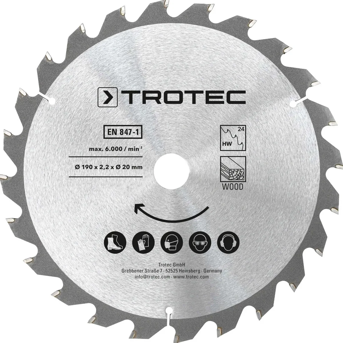 Диск пиляльний Trotec 190 мм HW24 Wood сріблястий 3 шт