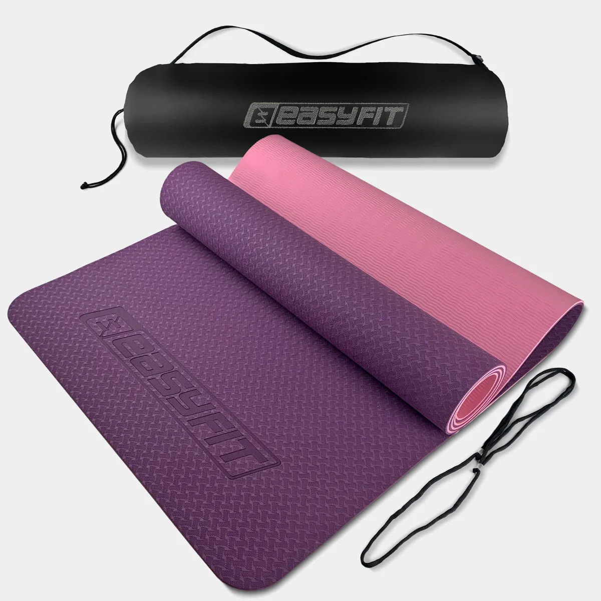 Коврик для йоги EasyFit TPE 183х61 см фіолетовий з рожевим