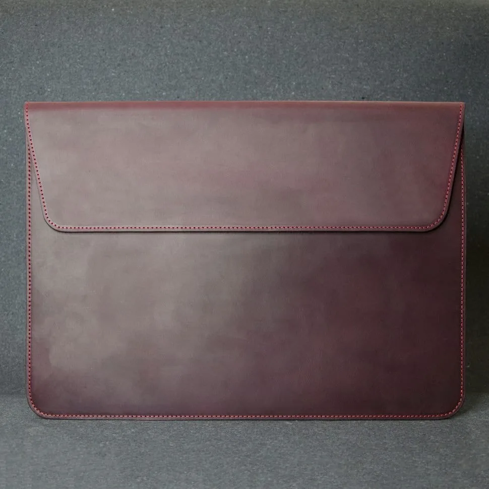 Кожний чохол для MacBook 13' бордовий натуральна шкіра Crazy Horse обкладинка для ноутбука захисний чохол.