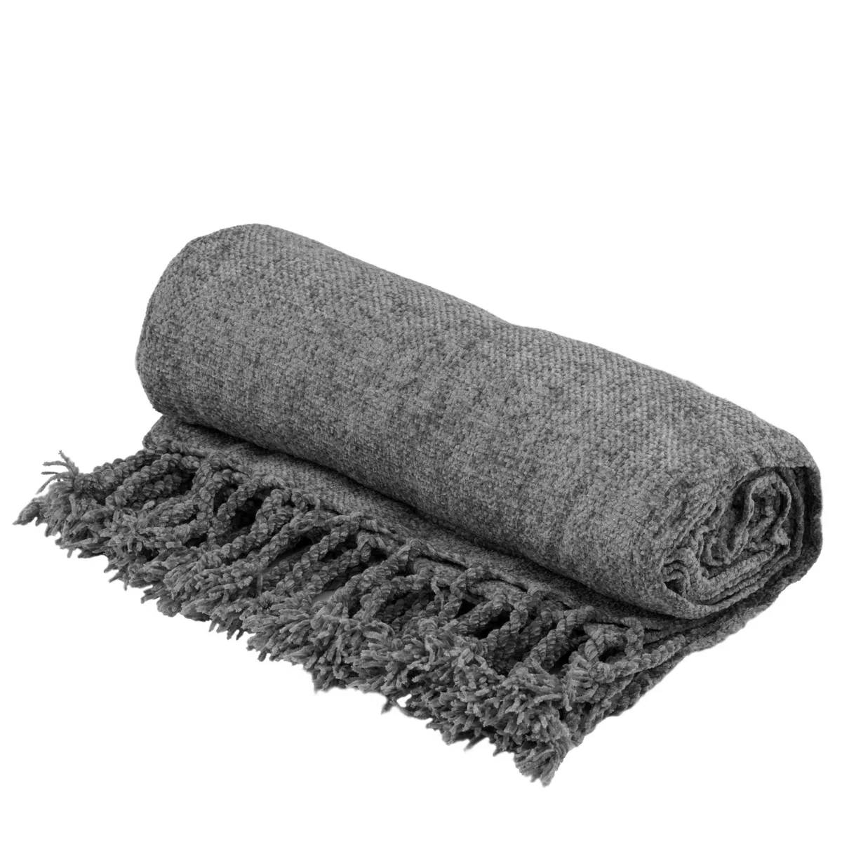 Плед ARDESTO Chenille 140х190 см, 100% поліестер, темно-сірий