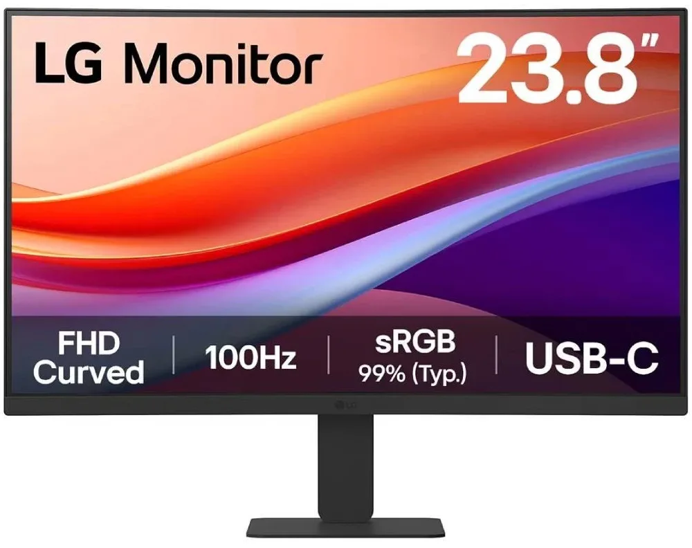 Монітор LG VA 23,8" Full HD 100Hz вигнутий HDMI USB-C чорний