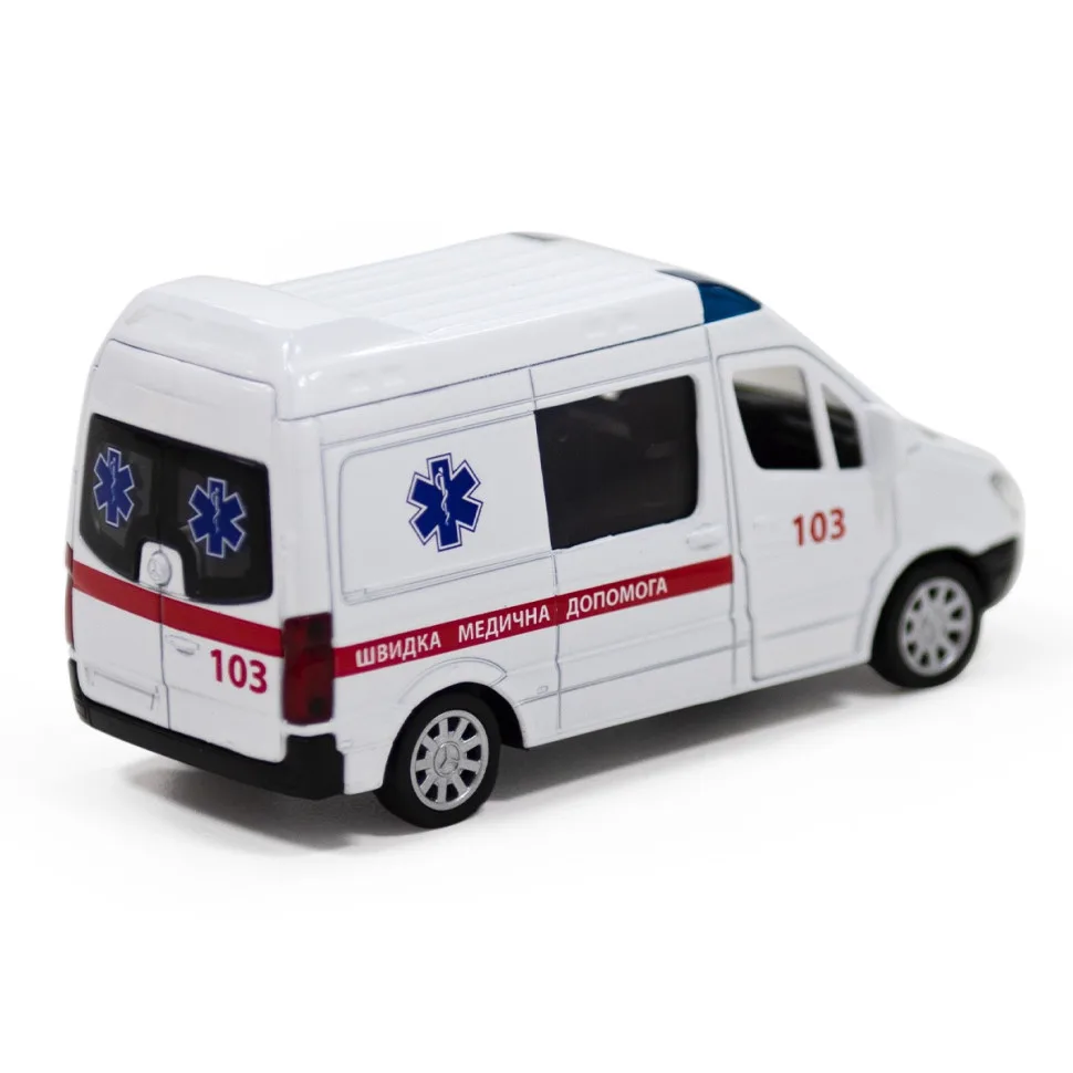 Автомодель інерційна металева Швидка допомога 1:43 червона TechnoDrive