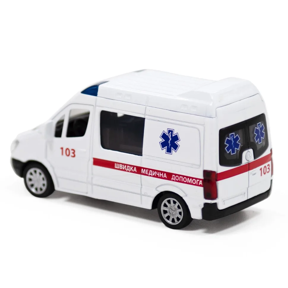 Автомодель інерційна металева Швидка допомога 1:43 червона TechnoDrive