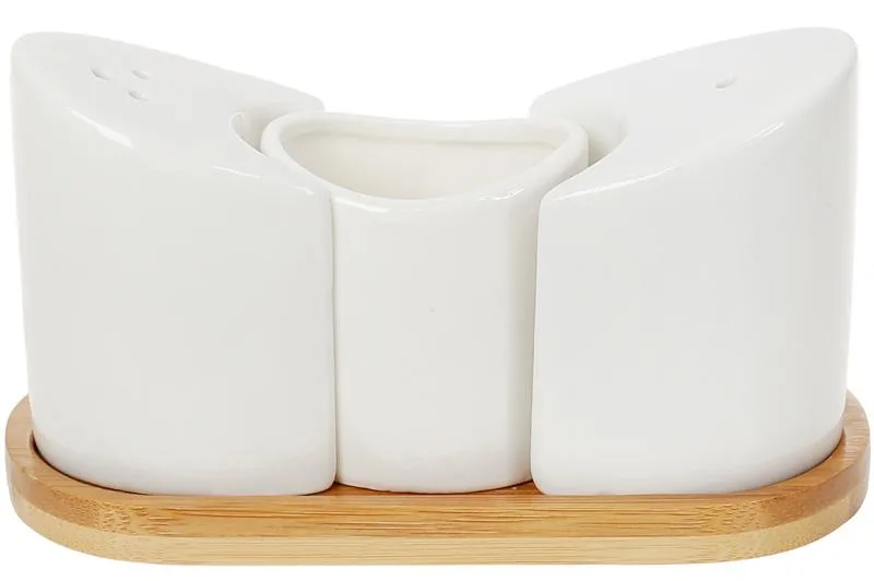 Набор для специй Nouvelle Home Фьюжн фарфор и бамбук 12.5 см