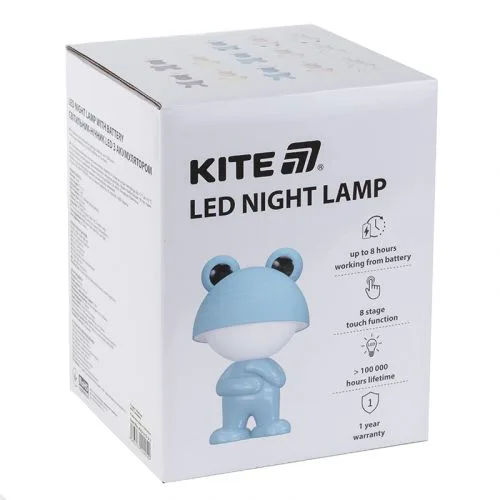 Світильник-нічник LED з акумулятором Kite синій для дітей милий звірятко нічний світильник