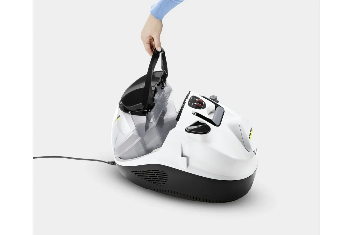 Паровий очиститель Karcher SV 7, 2200Вт, вологе прибирання, об'єм води - 0.45л, фільтр HEPA, парова обробка, біло-чорний.