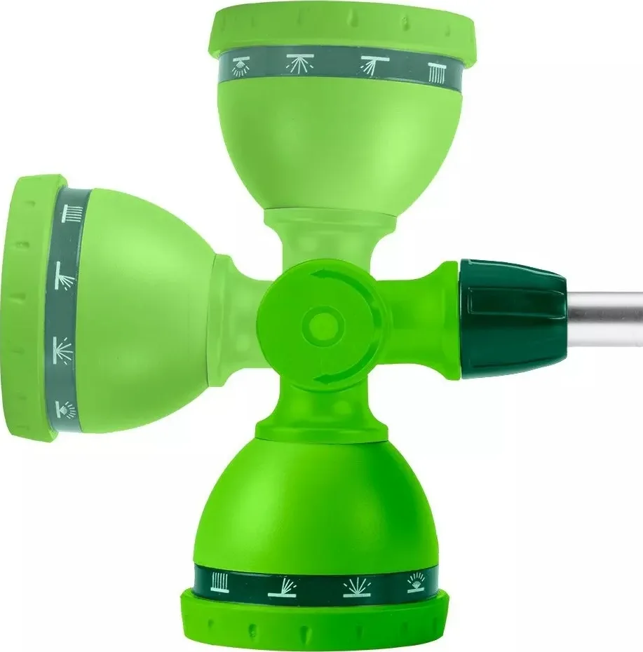 Ручний зрошувач Verto, 1/2"-3/4", висота 77-113 см, 10 режимів поливу, зручне регулювання напору води великим пальцем.