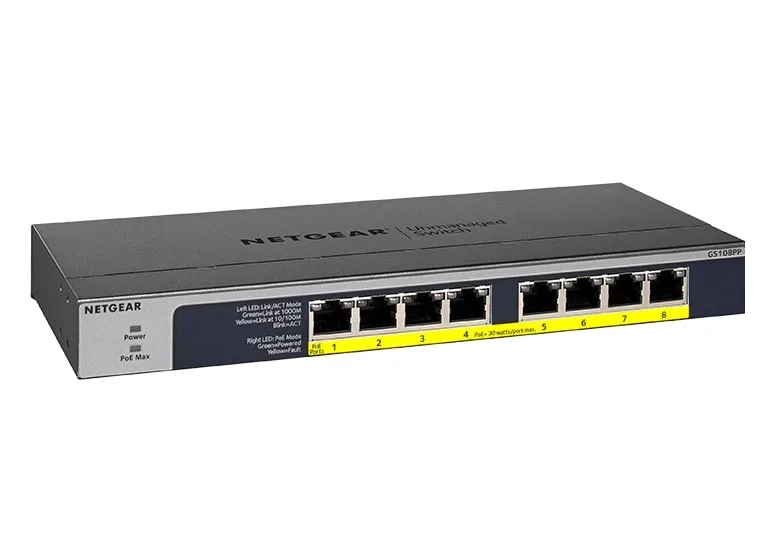 Коммутатор NETGEAR GS108PP 8xGE PoE, 123Вт, Некерованный