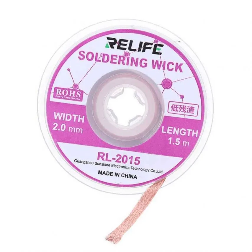 Стрічка для випаювання Relife мідна 2мм 1,5м RMA-флюс без ворсу