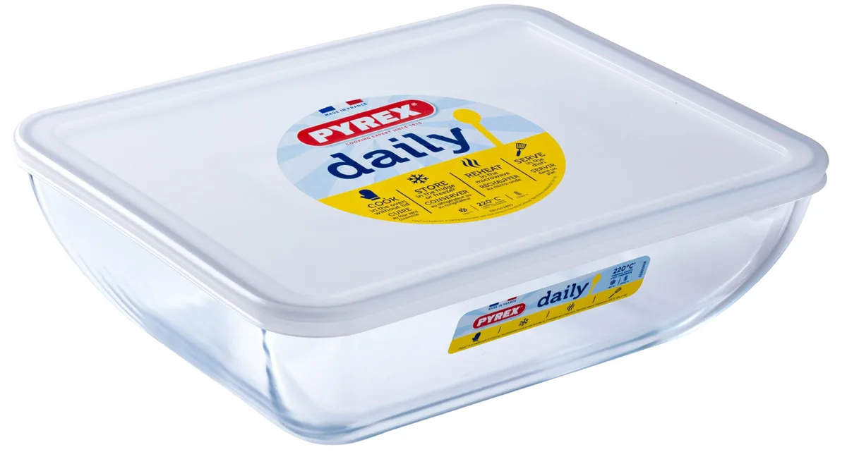 Форма з кришкою Pyrex боросилікатне скло 25х20 см прозора